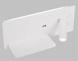 Kinkiet biały LED 4W z półką lampką ładowarką USB Olly Candellux 22-75987