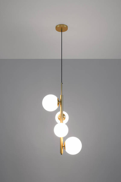 Lampa wisząca mosiądz biała 4xG9 Cordel 34-01559 
