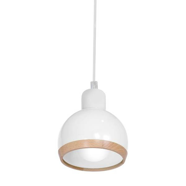 Lampa wisząca OVAL , MLP7043, biały/drewno, 1x60W E27