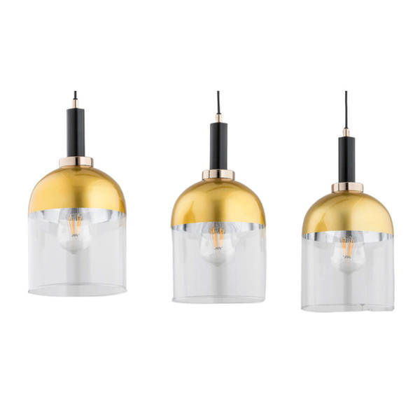 Stylowa lampa wisząca VENTO 3x E27 wys. 90cm | złoty