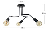 Lampa sufitowa do pokoju nastolatka czarna nowoczesna w stylu loft Vanessa 3xE27