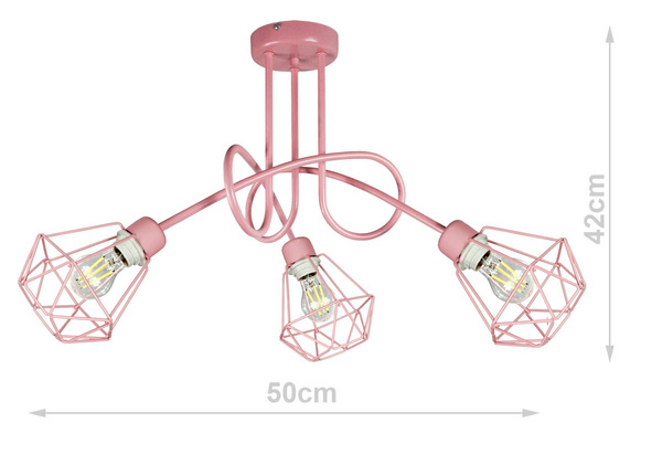 Lampa dla dziewczynki różowa Edison Diamont 3