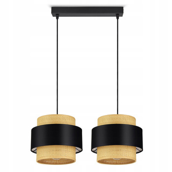 Lampa wisząca w stylu boho rattanowa czarna 2