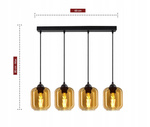 Lampa wisząca szklane miodowe klosze 4xE27