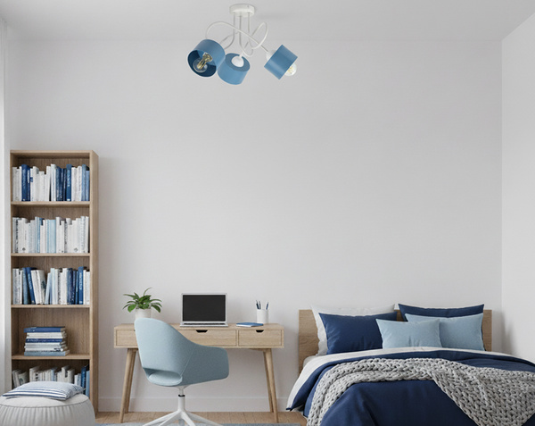 Lampa sufitowa do pokoju dziecka biało-niebieska Zaczarowany Kubeczek 3xE27 Led