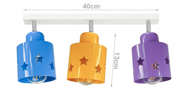 Lampa sufitowa dla dziecka kolorowe abażury 3-punktowa Star Loft 3xE27 Led