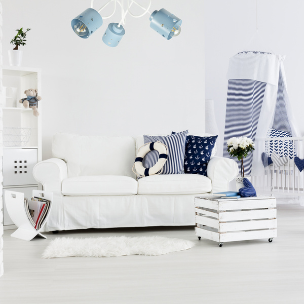 Lampa sufitowa do pokoju dziecka biało-niebieska SERCA LOFT 3xE27