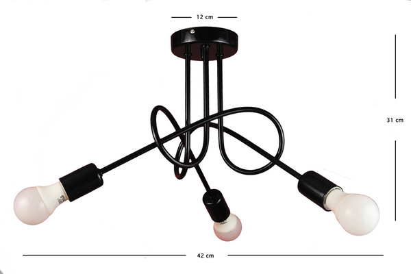 Lampa dziecięca czarna Mondo 3 loft