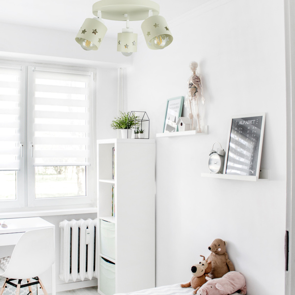 Lampa sufitowa do pokoju chłopca i dziewczynki beżowa w gwiazdki 3xE27 led