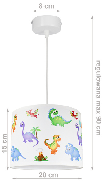 Lampa ścienna do pokoju dziecięcego na przegubie regulowana Dinozaury 1xE27