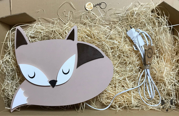  Lampka nocna dla dzieci drewniana Lisek z pilotem LED 