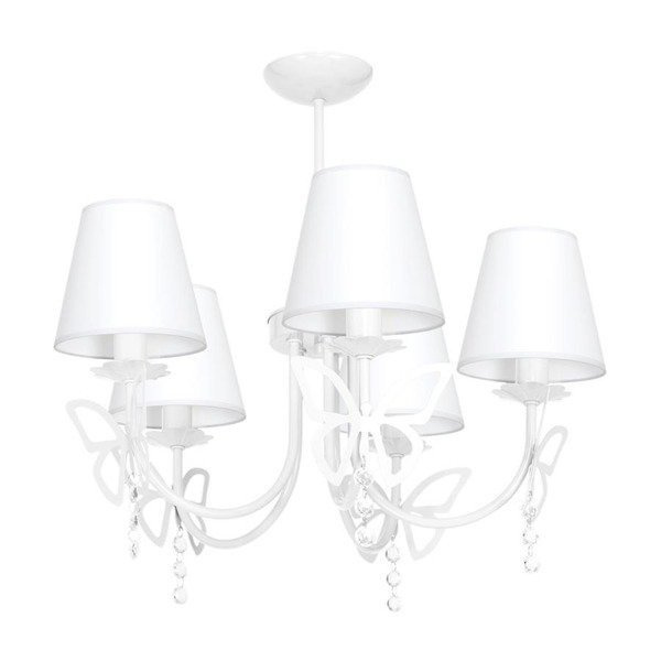 Lampa sufitowa dziecięca żyrandol z abażurami CHARLOTTE V biały śr. 62cm