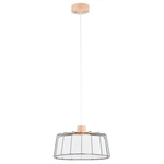 Nowoczesna lampa LIBIJA biała/drewno śr. 33cm