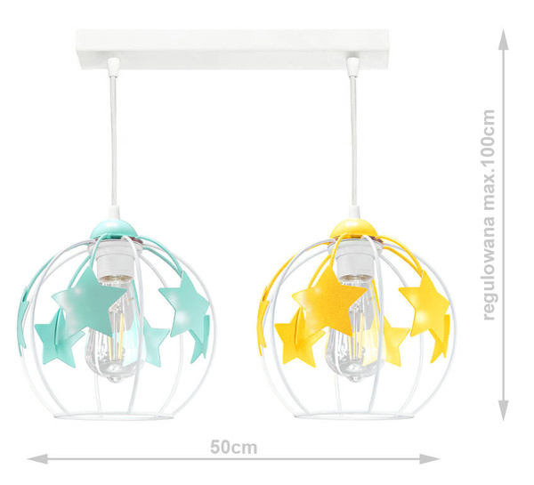 Lampa sufitowa do pokoju dziecięcego kolorowa Gwiazdki Kule 2xE27