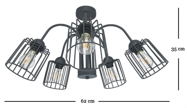LAMPA SUFITOWA ARCANA 5 GRAFIT TUBA