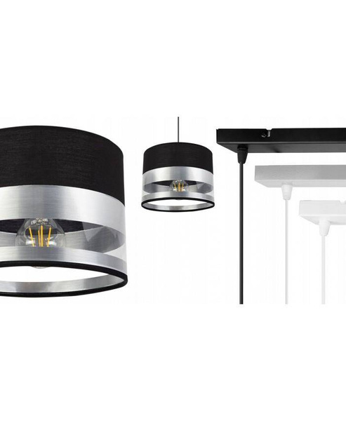 Elegancka Lampa Wisząca ze Srebrzystymi Detalami na Abażurach