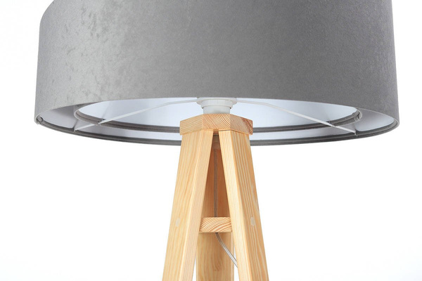 Lampa podłogowa stojąca asymetryczna welurowa Tami Szaro-Biała