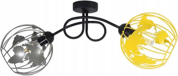 Lampa sufitowa do pokoju dziecięcego szara Zakręcony Globus 2xE27 Led 