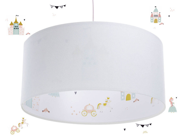 Lampa do pokoju dziewczynki biała Little Princess Welur 40 cm 