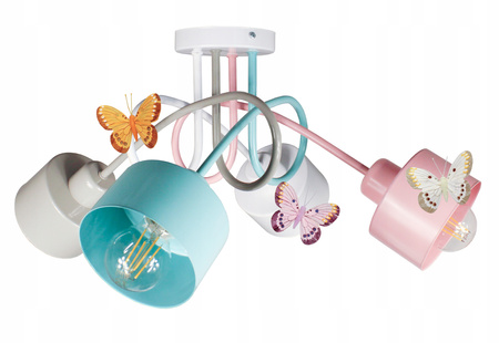 Lampa sufitowa do pokoju dziewczynki pastelowa Zakręcony Kubeczek 4xE27 Led