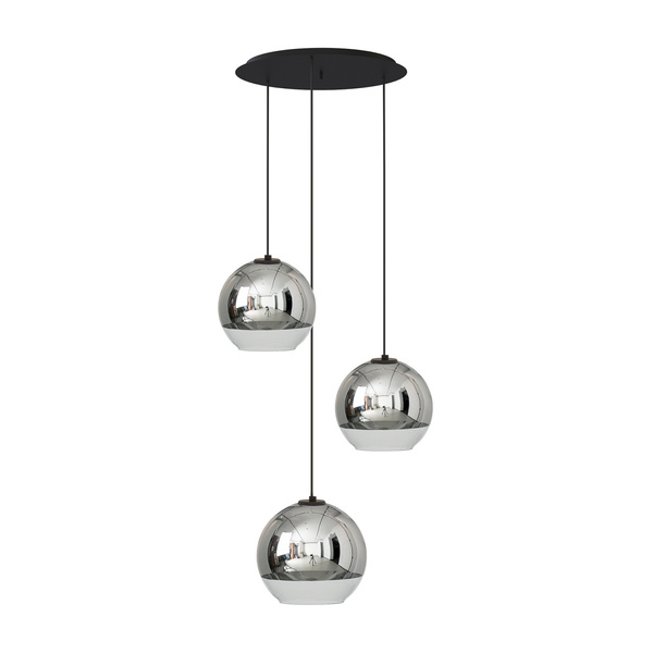 Nowoczesna lampa wisząca GLOBE PLUS III E27 metalizowane klosze | srebrny