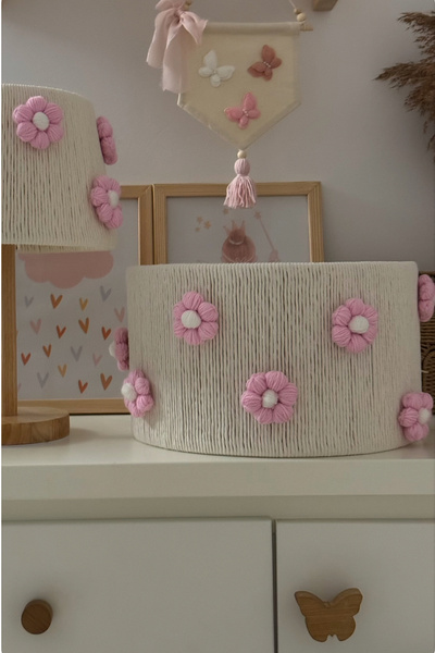 Lampa wisząca do pokoju dziewczynki w stylu Boho Kwiatki Różowe 45 cm