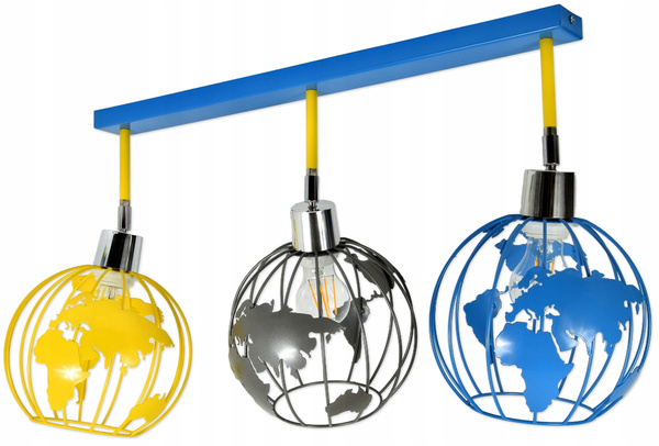 Lampa sufitowa do pokoju dziecięcego kolorowa listwa Edison Globus 3 