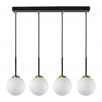 Lampa wisząca czarno-złota mleczne kule 4 źródła światła