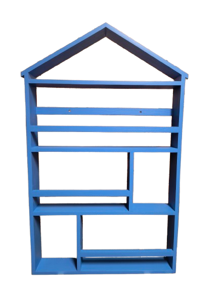Regał do pokoju dziecka półka drewniana domek niebieska
