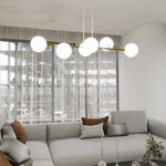 Nowoczesna lampa wisząca nad wyspę biało- złota GRAVITY 6 WH GOLD