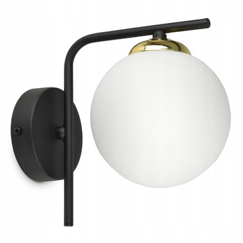 Lampa ścienna/ kinkiet czarno-złota mleczne kule
