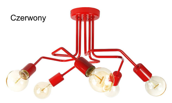 Lampa sufitowa do pokoju dziecięcego czerwona w stylu loft Vanessa 5xE27 Led 