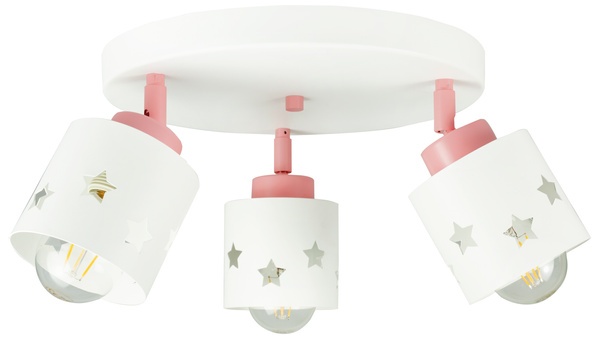 Lampa sufitowa do pokoju dziewczynki biało - różowa w gwiazdki 3xE27 led