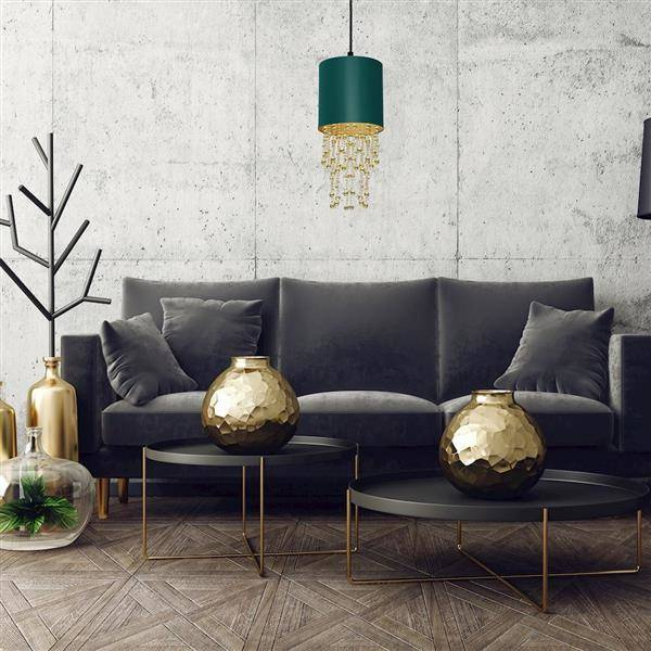 Nowoczesna lampa wisząca ALMERIA GREEN/GOLD 1xE27 MLP6449