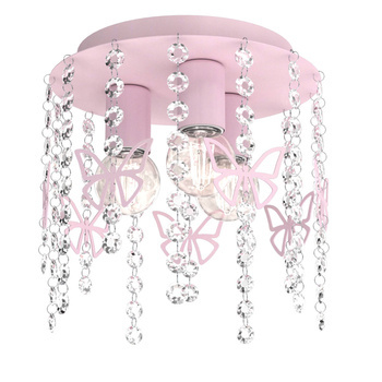 Lampa sufitowa dla dziewczynki różowa Motylek Kryształ 3