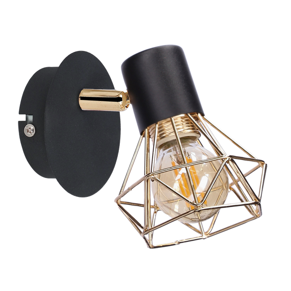 Kinkiet czarny 1xE14 15cm złoty VERVE 91-62598