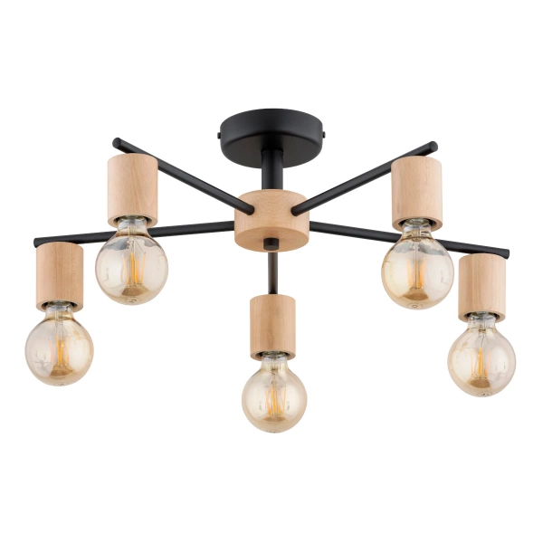 Lampa sufitowa ALFA ARICO DREWNIANA 5xE27 56cm | 63158