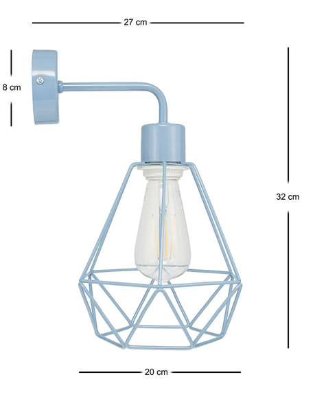 Lampa ścienna do pokoju chłopca i dziewczynki niebieska pastelowa druciak Carmen 1 