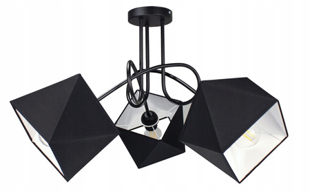 Lampa sufitowa do pokoju młodzieżowego czarne abażury Zakręcony Diamencik 3xE27 Led