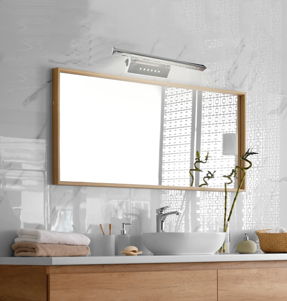 Lampa ścienna kinkiet 7W LED rurka trójkątna z wyłącznikiem chrom FORTE 20-27030