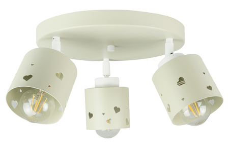 Lampa sufitowa do pokoju dziecka beżowa w serca 3xE27