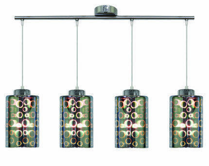 Lampa wisząca listwa chrom klosz szklany 3D 4x40W Nocturno Candellux 34-57723