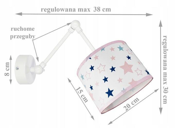 Lampa ścienna do pokoju dziecięcego regulowana w gwiazdki Kula 1xE27
