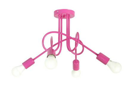 Lampa sufitowa do pokoju dziewczynki różowa w stylu loft Mondo 4 Led