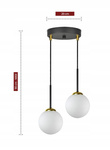 Lampa wisząca czarno-złota mleczne kule 2 źródła światła