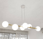 Nowoczesna lampa wisząca nad wyspę biało- złota GRAVITY 6 WH GOLD