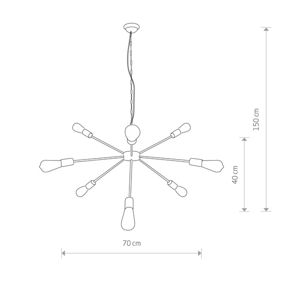 Lampa wisząca industrialna zwis ROD IX złoty śr. 77cm