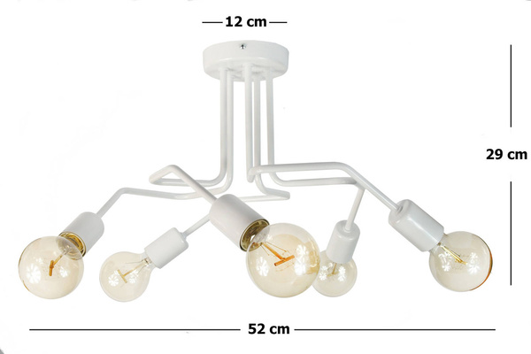 Lampa sufitowa do pokoju dziecka biała w stylu loft Vanessa 5xE27
