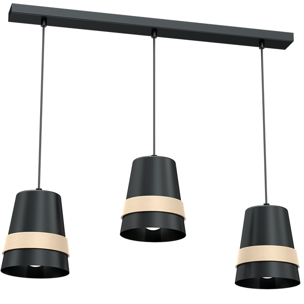 Nowoczesna lampa wisząca listwa VENEZIA BLACK 3xE27 MLP5451