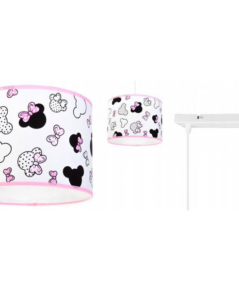 Lampa wisząca do pokoju dziewczynki z abażurem regulowana Myszka Miki 2xE27 Led